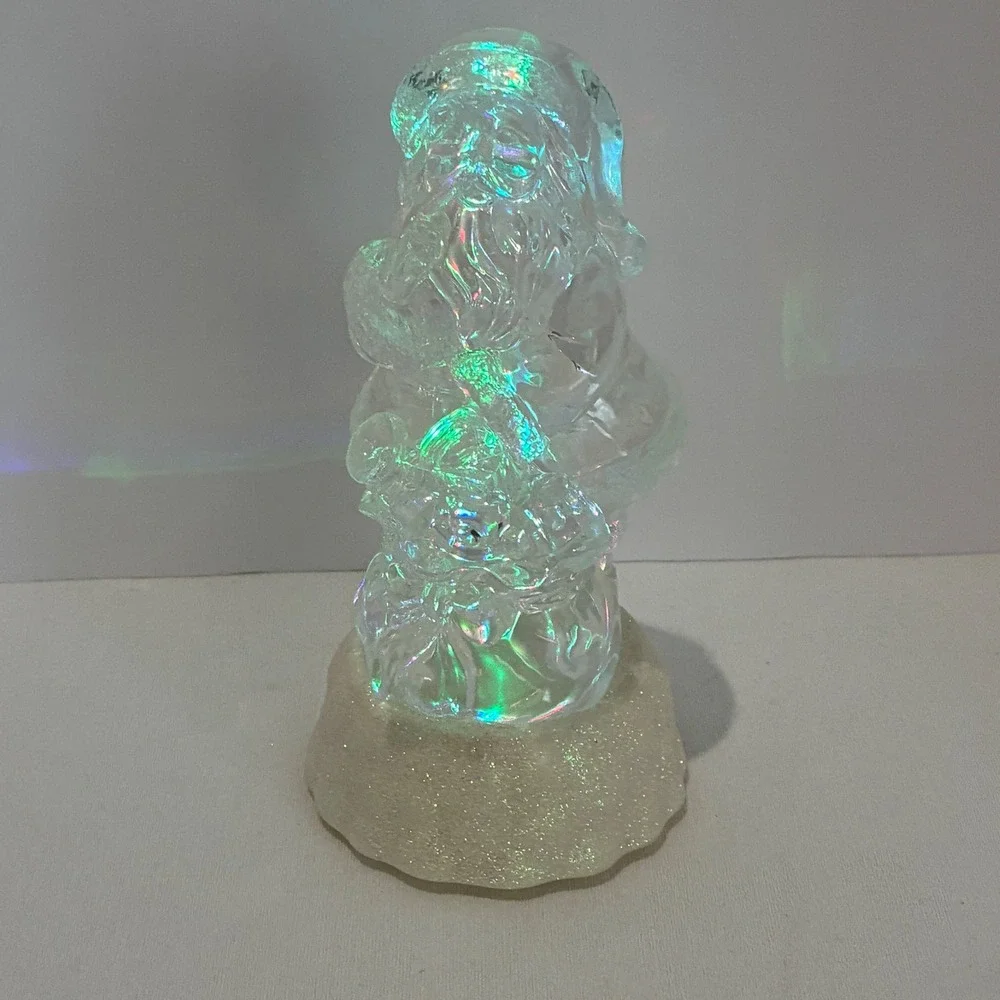 Mr. Christmas Santa Figurine Clear LED Light Up Iridescent Holiday Decor - Picture 1 of 9